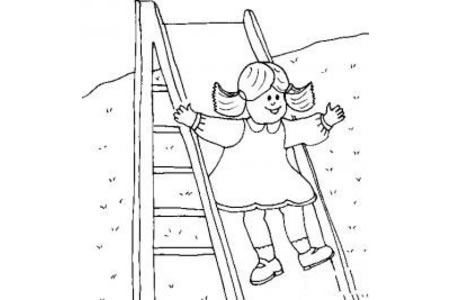爱滑滑梯简笔画的小朋友