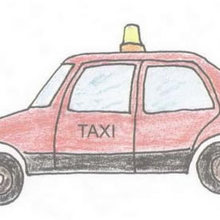紅色的出租車簡筆畫