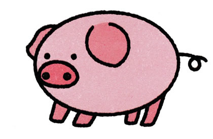 圆溜溜的小猪简笔画