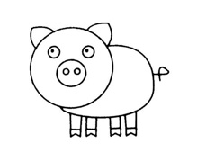 儿童画可爱的小猪教程 来学可爱的小猪简笔画