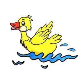 快乐游泳的小鸭简笔画怎么画？