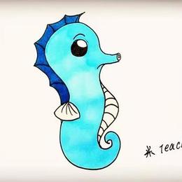 海洋生物海马简笔画