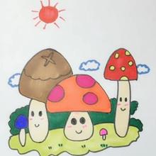 蘑菇简笔画图片 五颜六色蘑菇画法视频教程