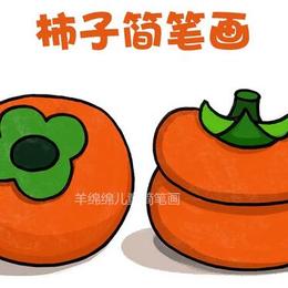 生果柿子的2种简笔画教程图片