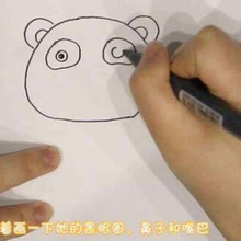 熊猫吃竹子简笔画五颜六色过程