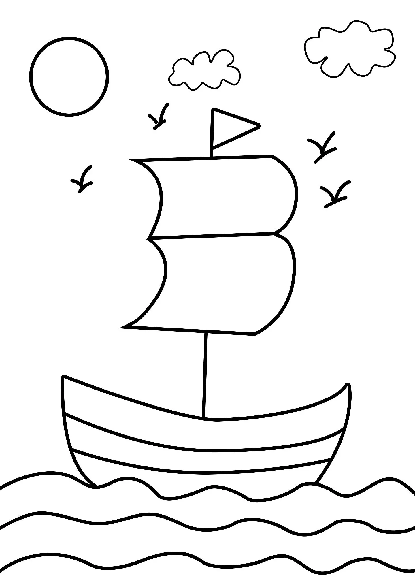 【大图】帆船简笔画_简笔画_太平洋亲子网