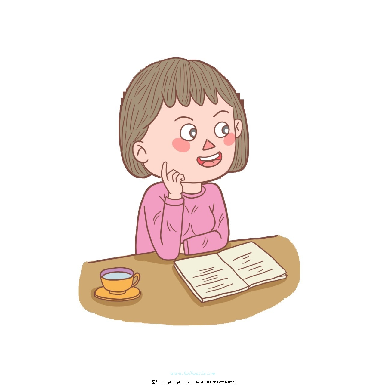 図書館で本を読んでいる女の子 イラスト素材 無料ダウンロード - Lovepik