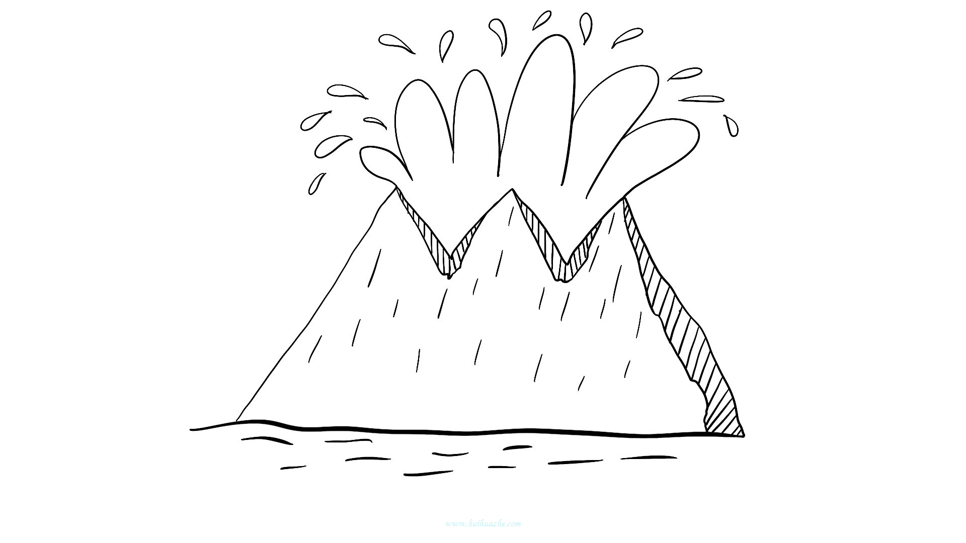 卡通風格棕色噴發火山剪貼畫, 火山剪貼畫, 火山爆發, 剪貼畫素材圖案，PSD和PNG圖片免費下載